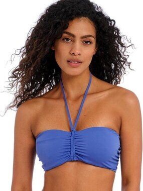 ✨ Freya Blue Mesh Trim Swim Top 34DDD